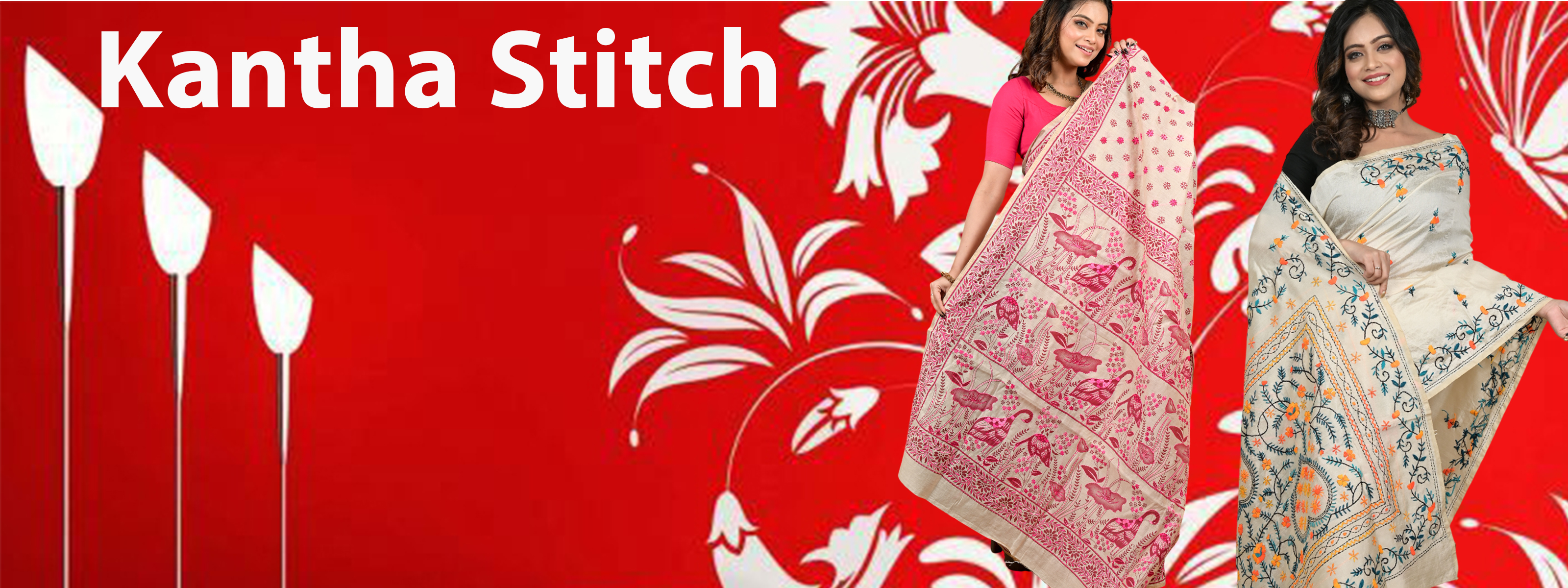 Kantha Stitch Saree