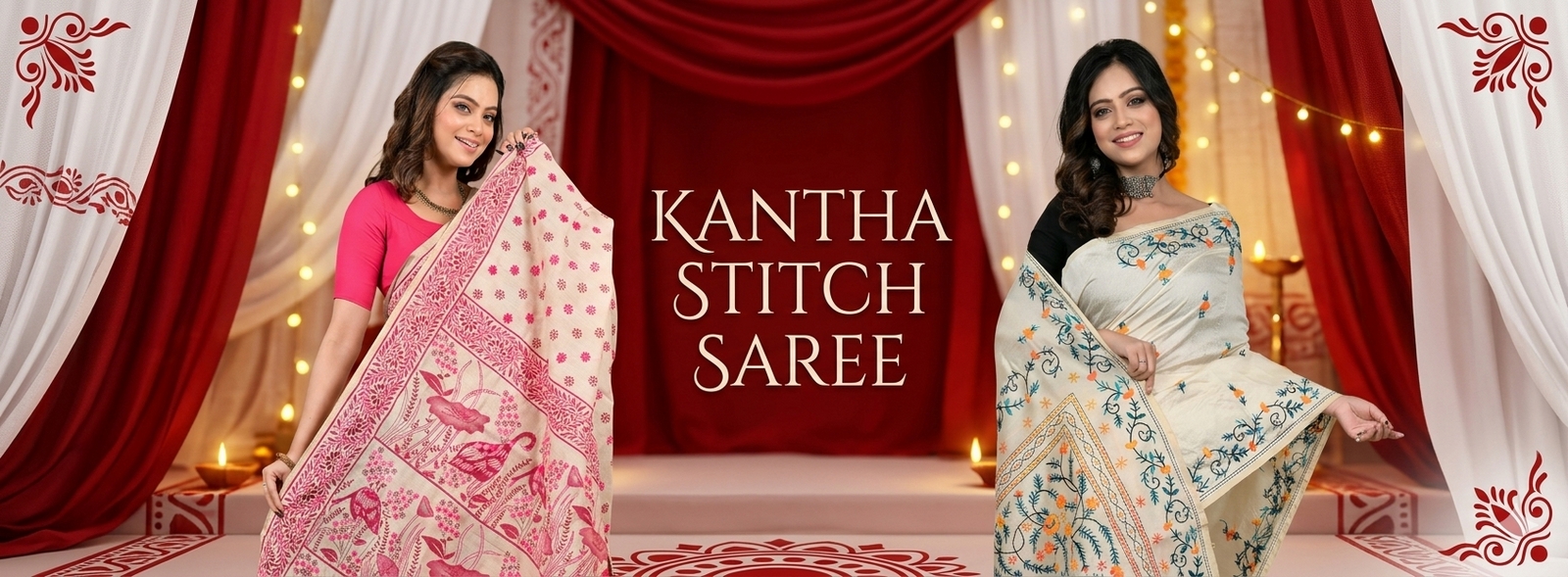Kantha Stitch Saree