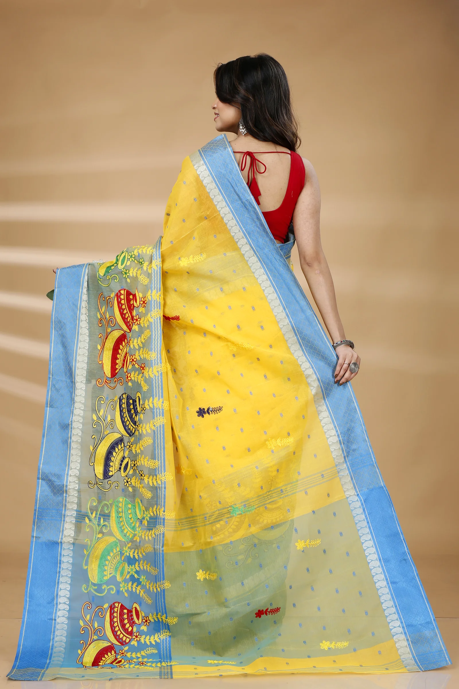 Light Yellow Pure Cotton Embi_Ganga_Buti Tant Embroidery (1003)