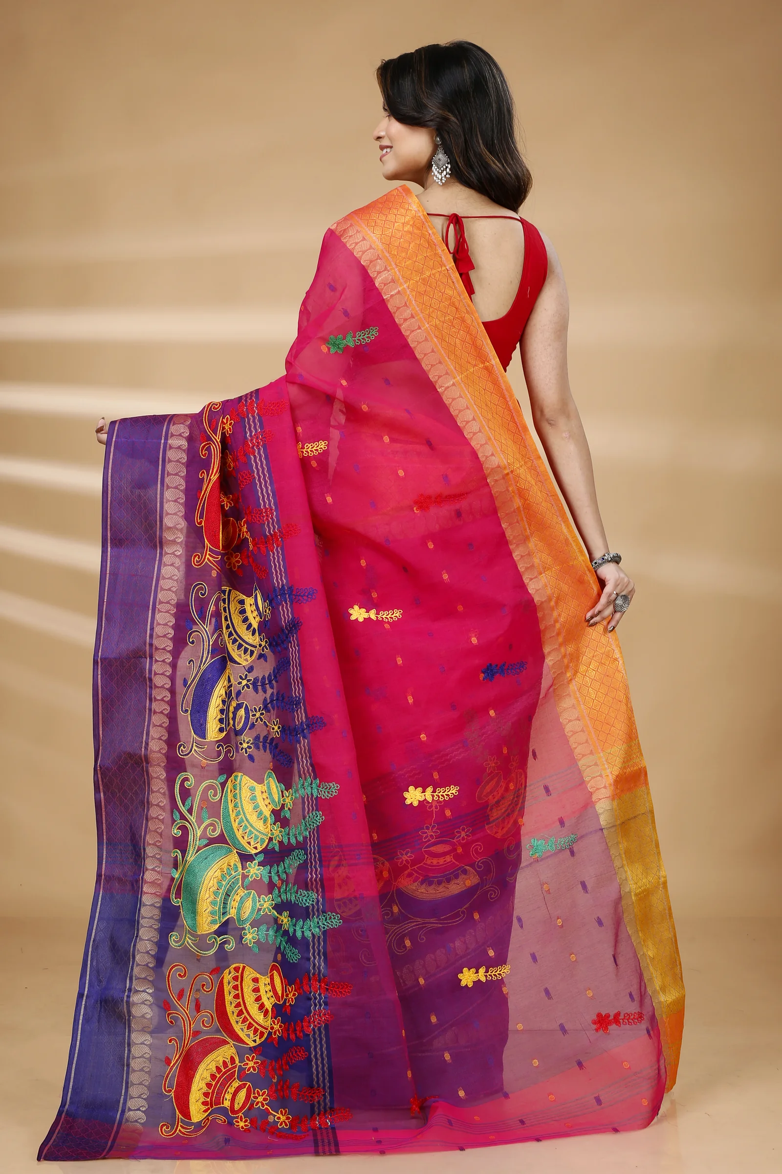 Pink Pure Cotton Embi_Ganga_Buti Tant Embroidery (1004)