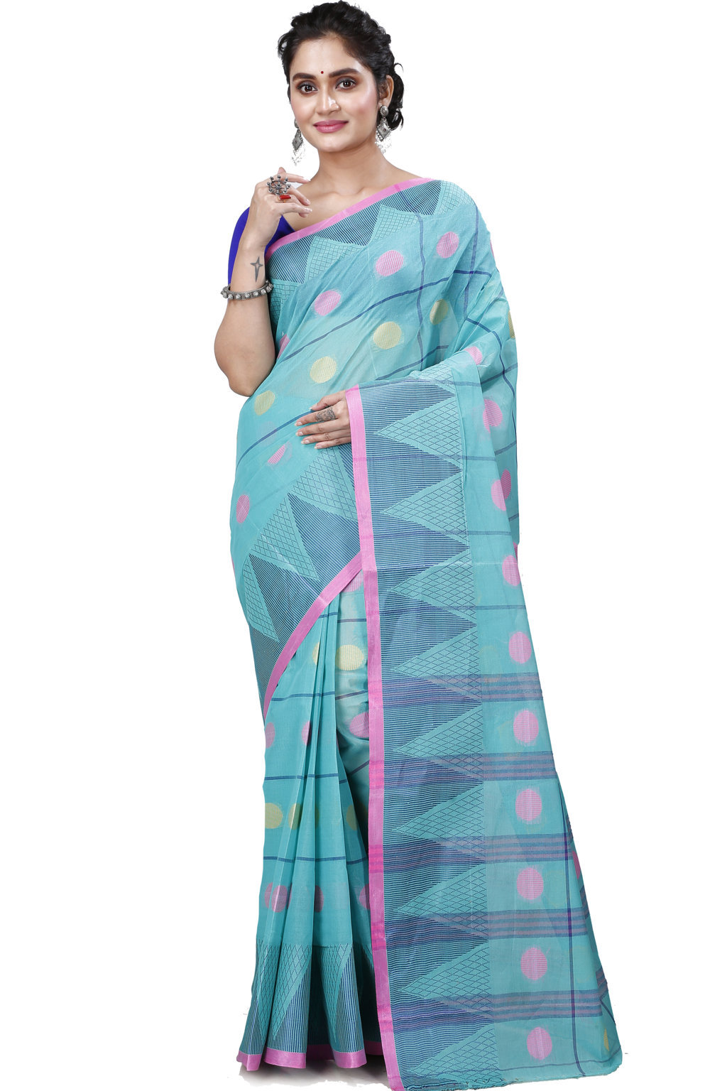 See Green Pure Cotton Rebeka Tant Saree (1005)