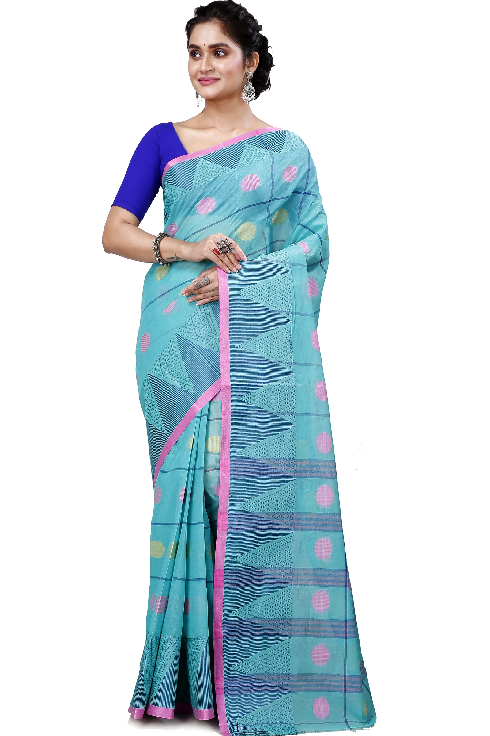 See Green Pure Cotton Rebeka Tant Saree (1005)