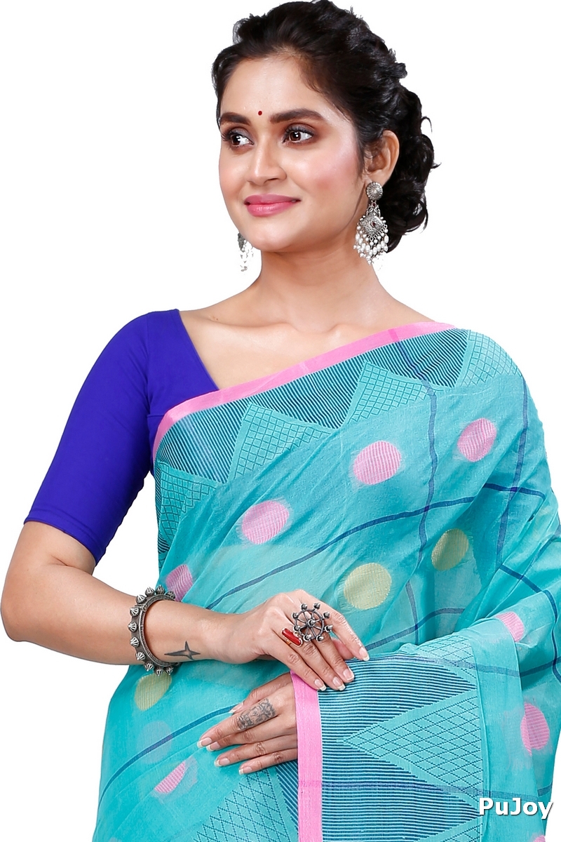 See Green Pure Cotton Rebeka Tant Saree (1005)