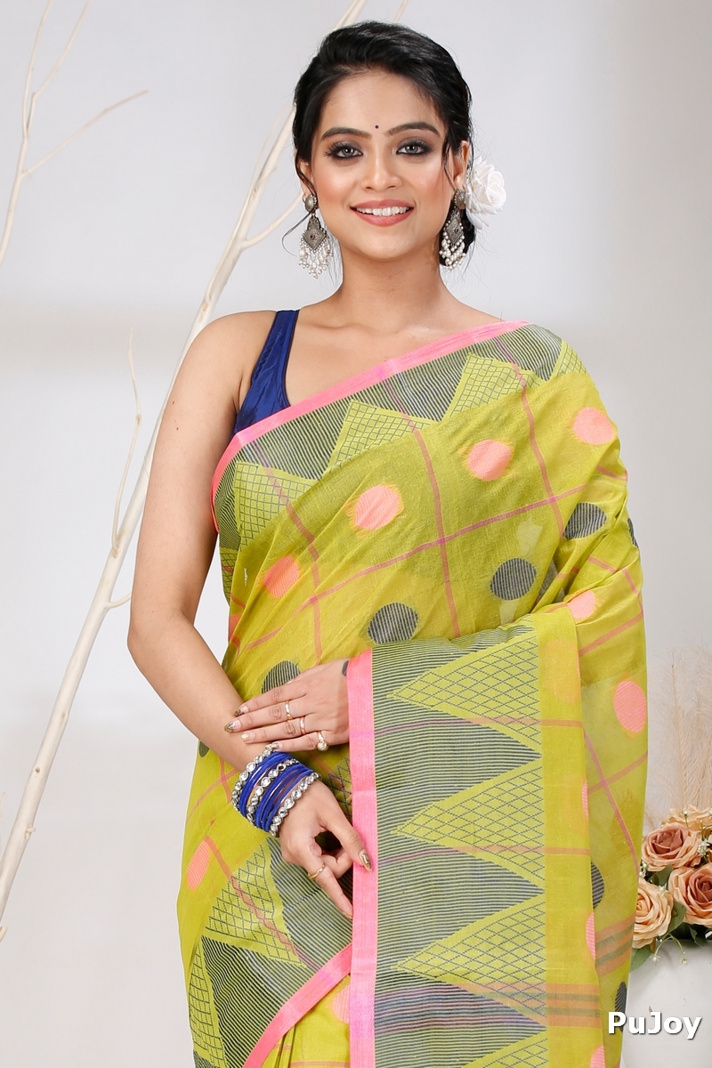 Dark Yellow Pure Cotton Rebeka Tant Saree (1006)