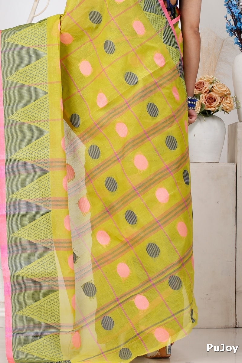 Dark Yellow Pure Cotton Rebeka Tant Saree (1006)