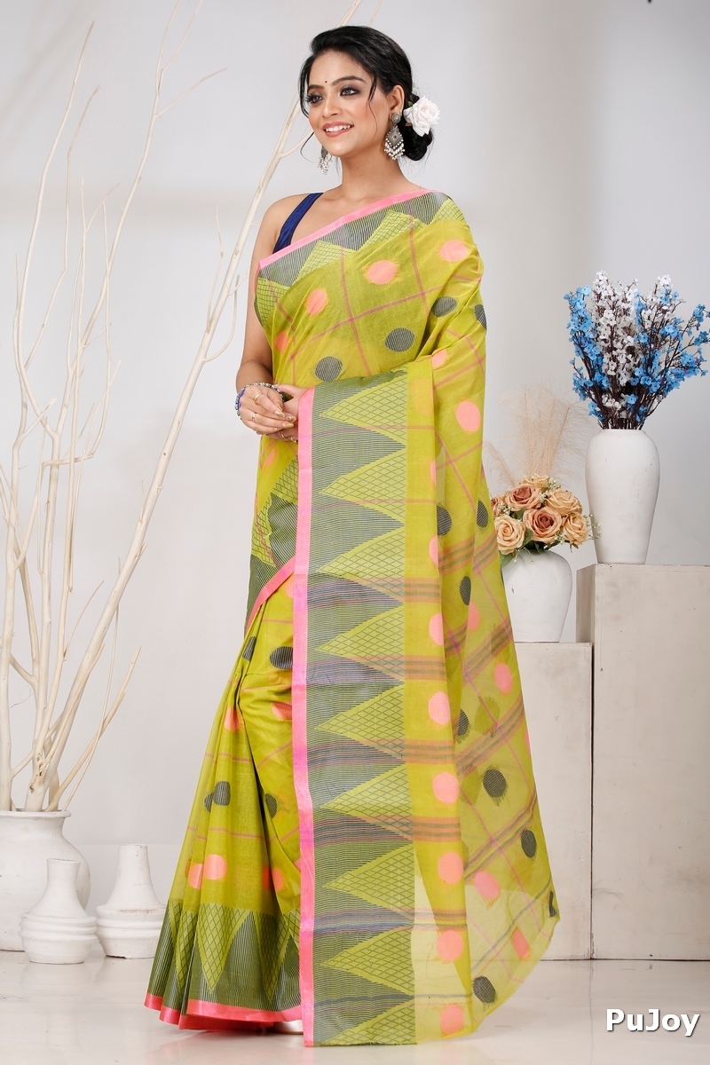 Dark Yellow Pure Cotton Rebeka Tant Saree (1006)