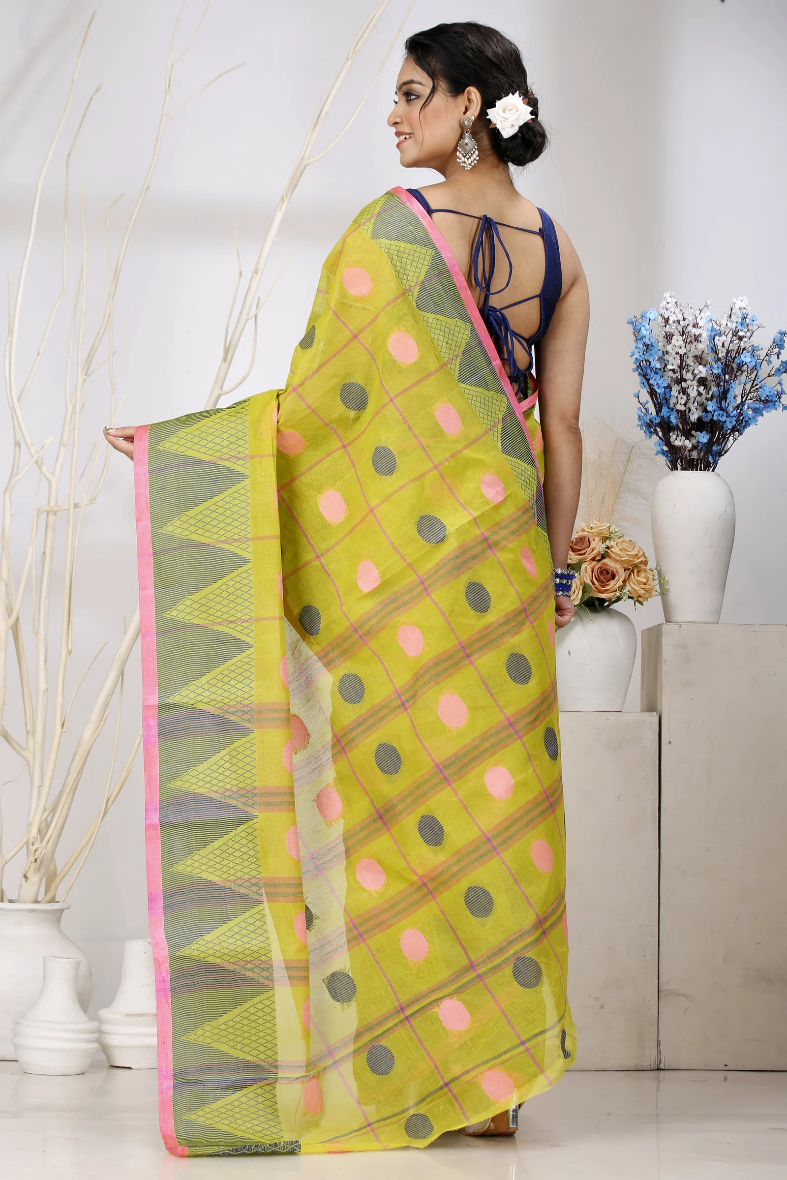 Dark Yellow Pure Cotton Rebeka Tant Saree (1006)