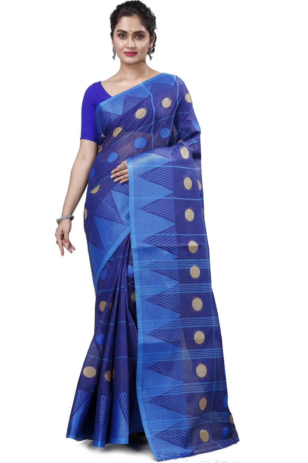 Naby Blue Pure Cotton Rebeka Tant Saree (1007)