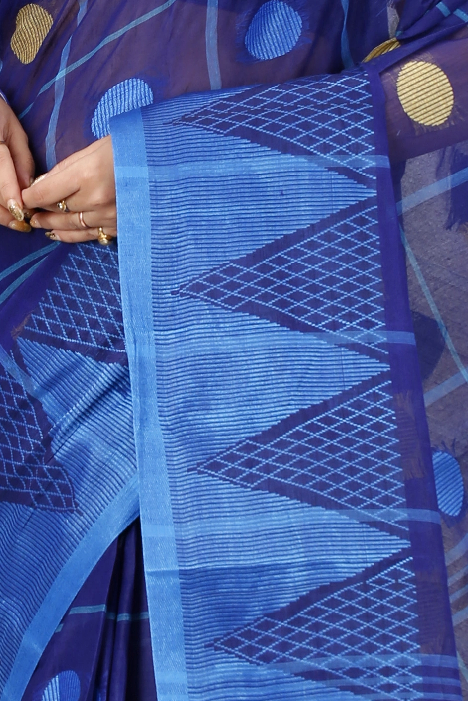Naby Blue Pure Cotton Rebeka Tant Saree (1007)
