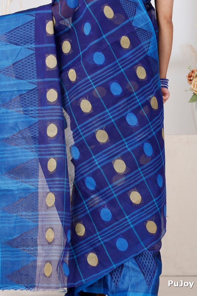 Naby Blue Pure Cotton Rebeka Tant Saree (1007)