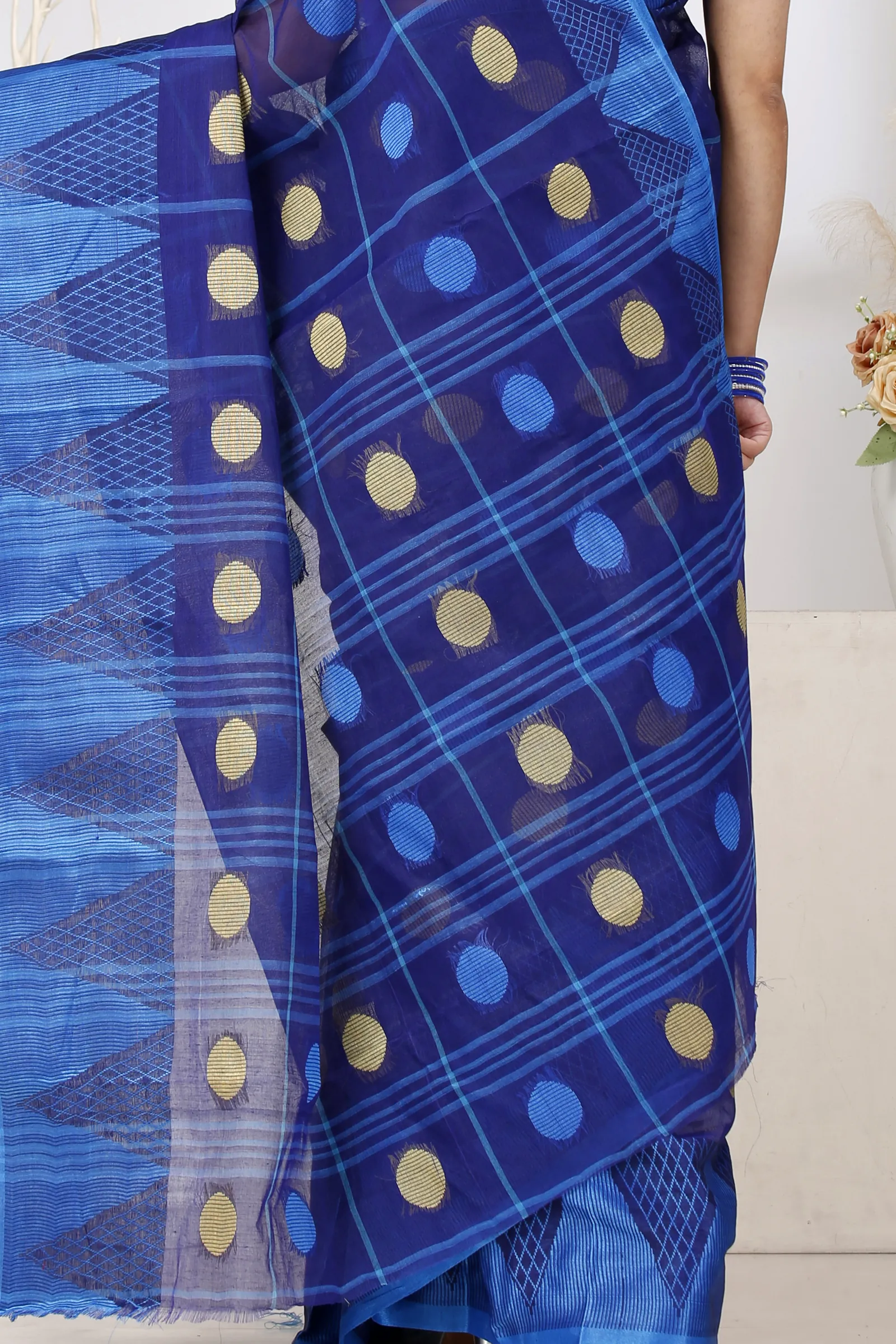 Naby Blue Pure Cotton Rebeka Tant Saree (1007)