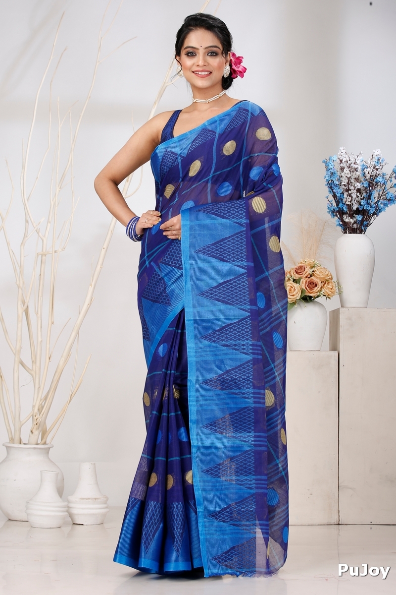 Naby Blue Pure Cotton Rebeka Tant Saree (1007)