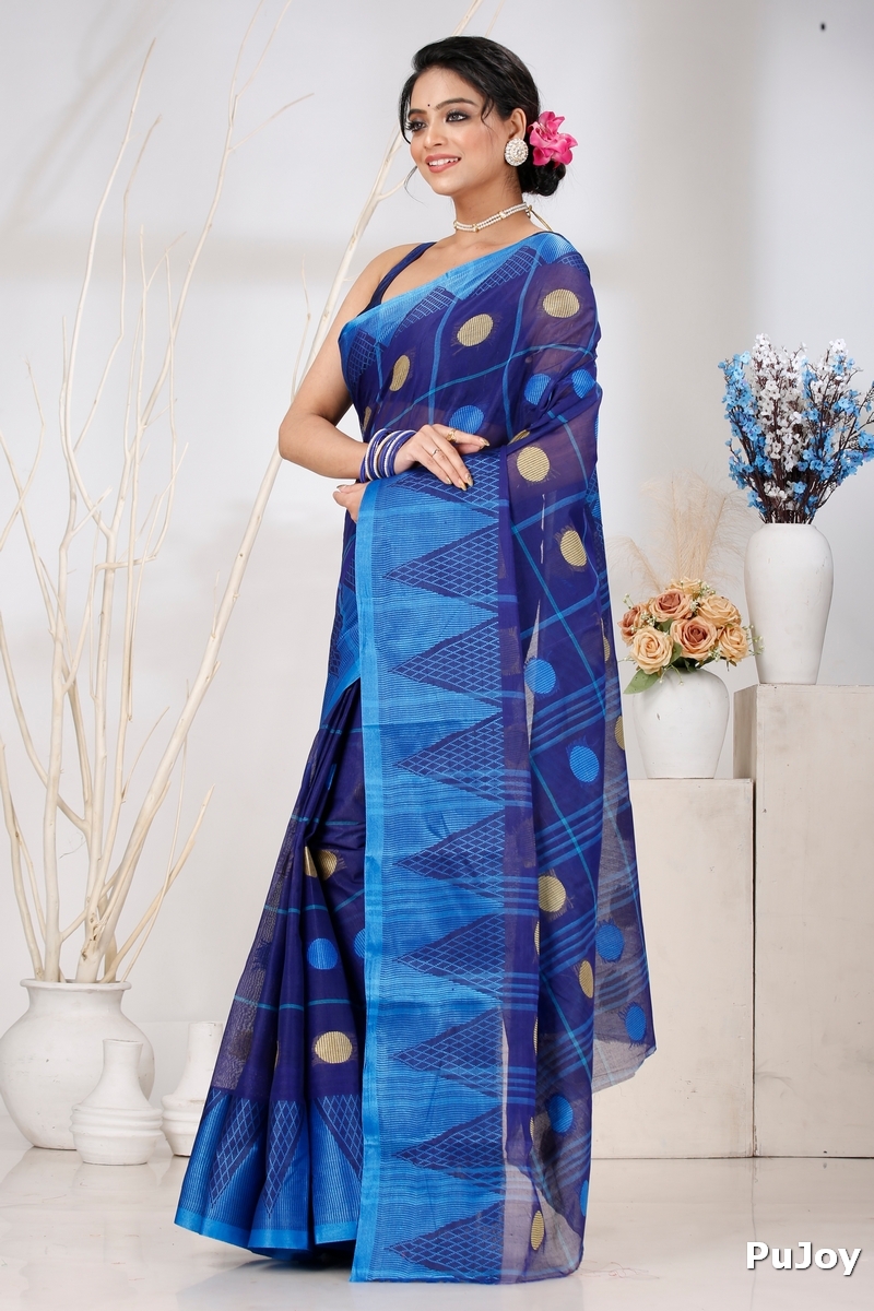 Naby Blue Pure Cotton Rebeka Tant Saree (1007)