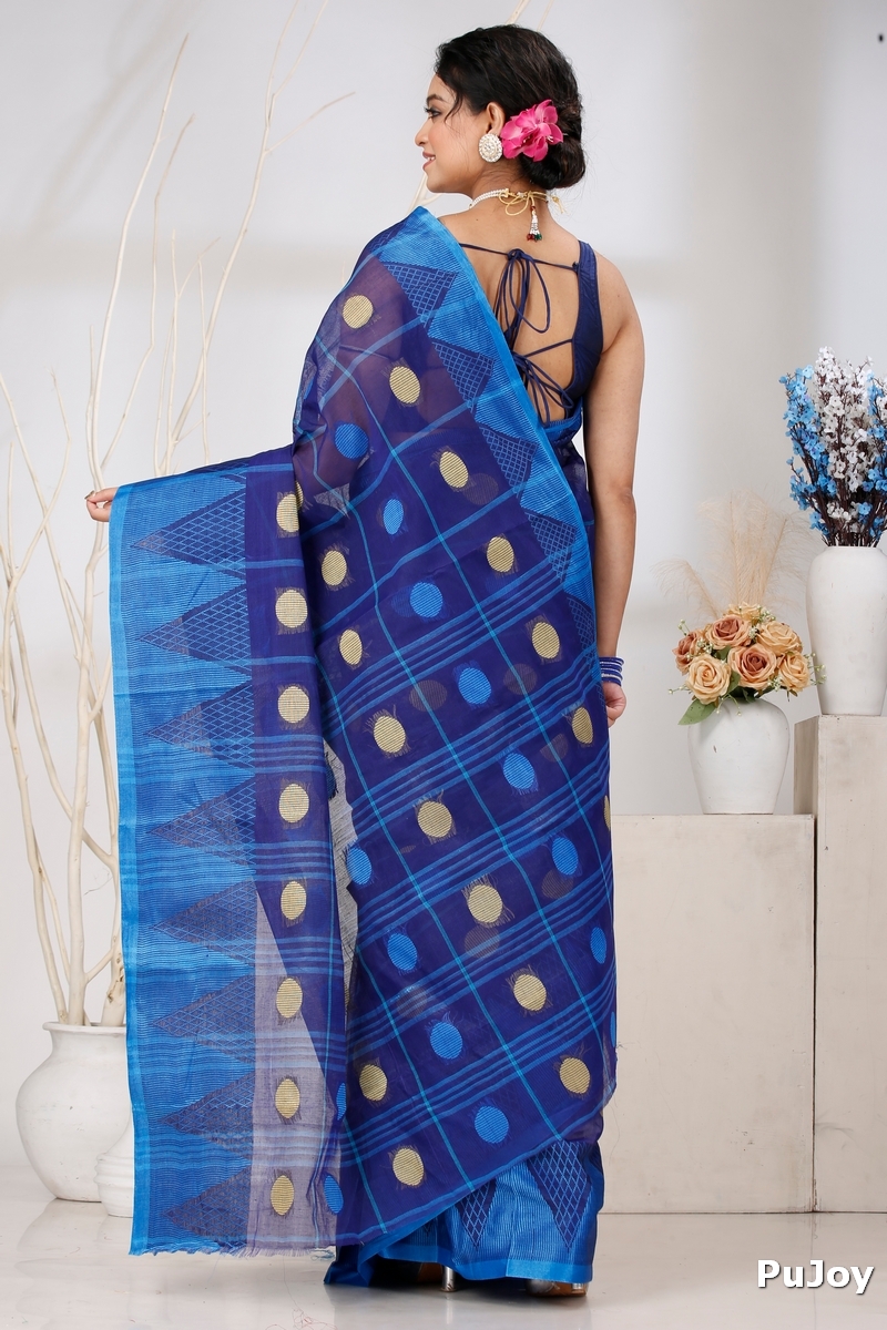 Naby Blue Pure Cotton Rebeka Tant Saree (1007)
