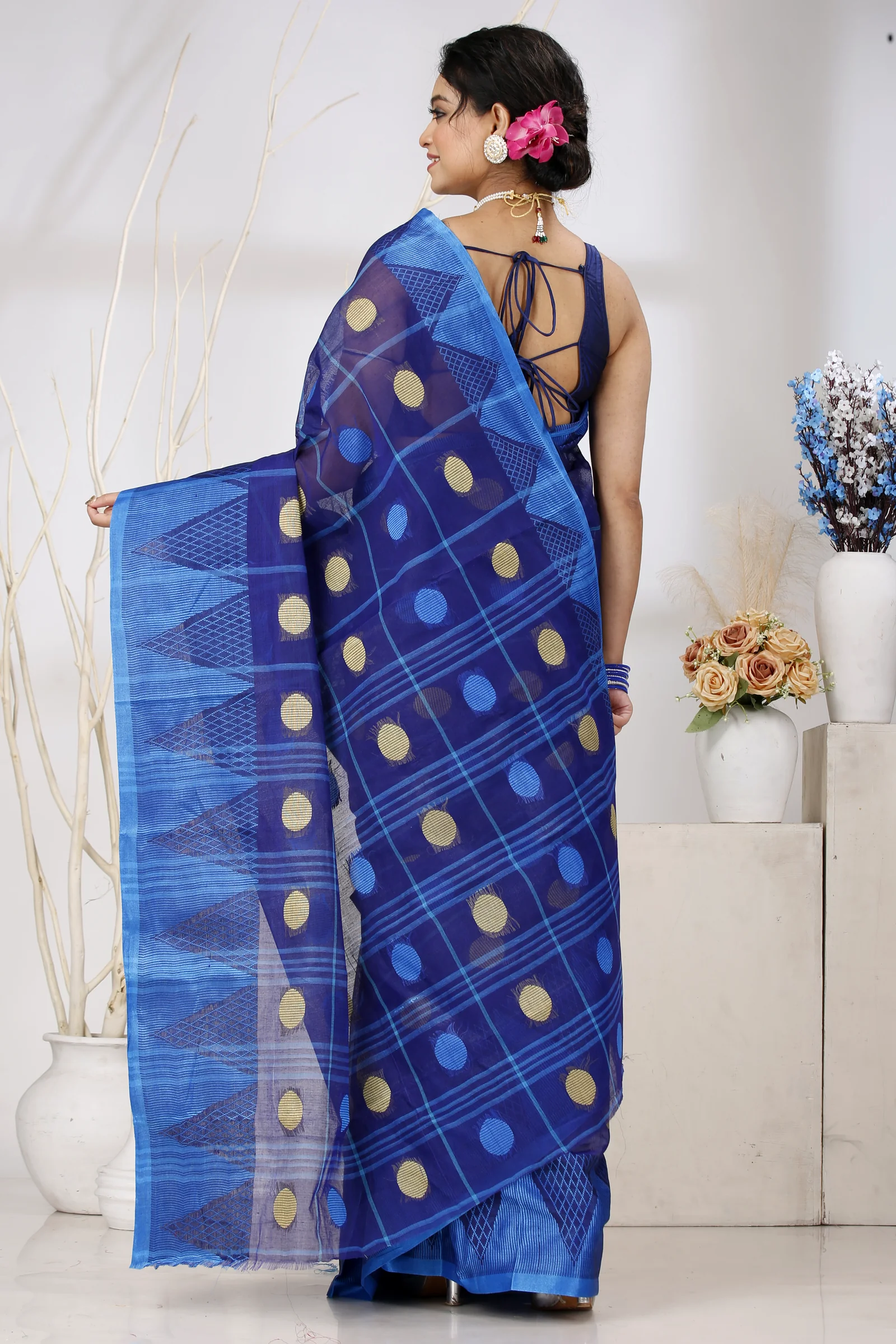 Naby Blue Pure Cotton Rebeka Tant Saree (1007)