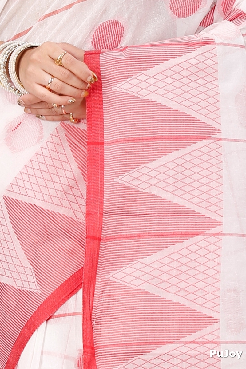 White Pure Cotton Rebeka Tant Saree (1008)