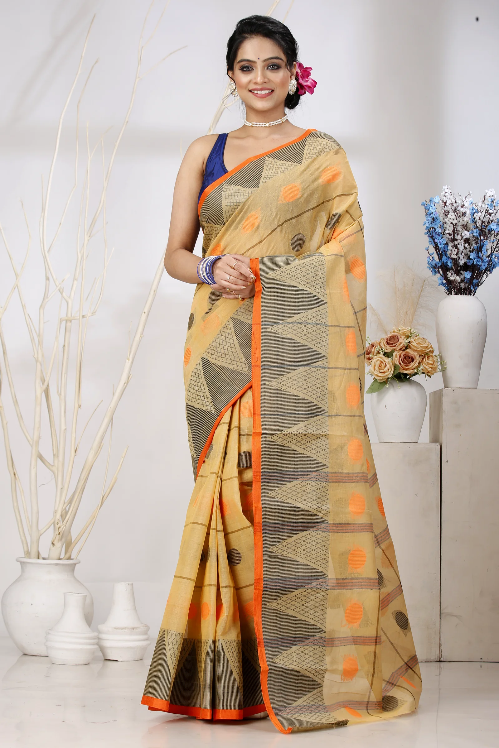 Light Brown Pure Cotton Rebeka Tant Saree (1009)