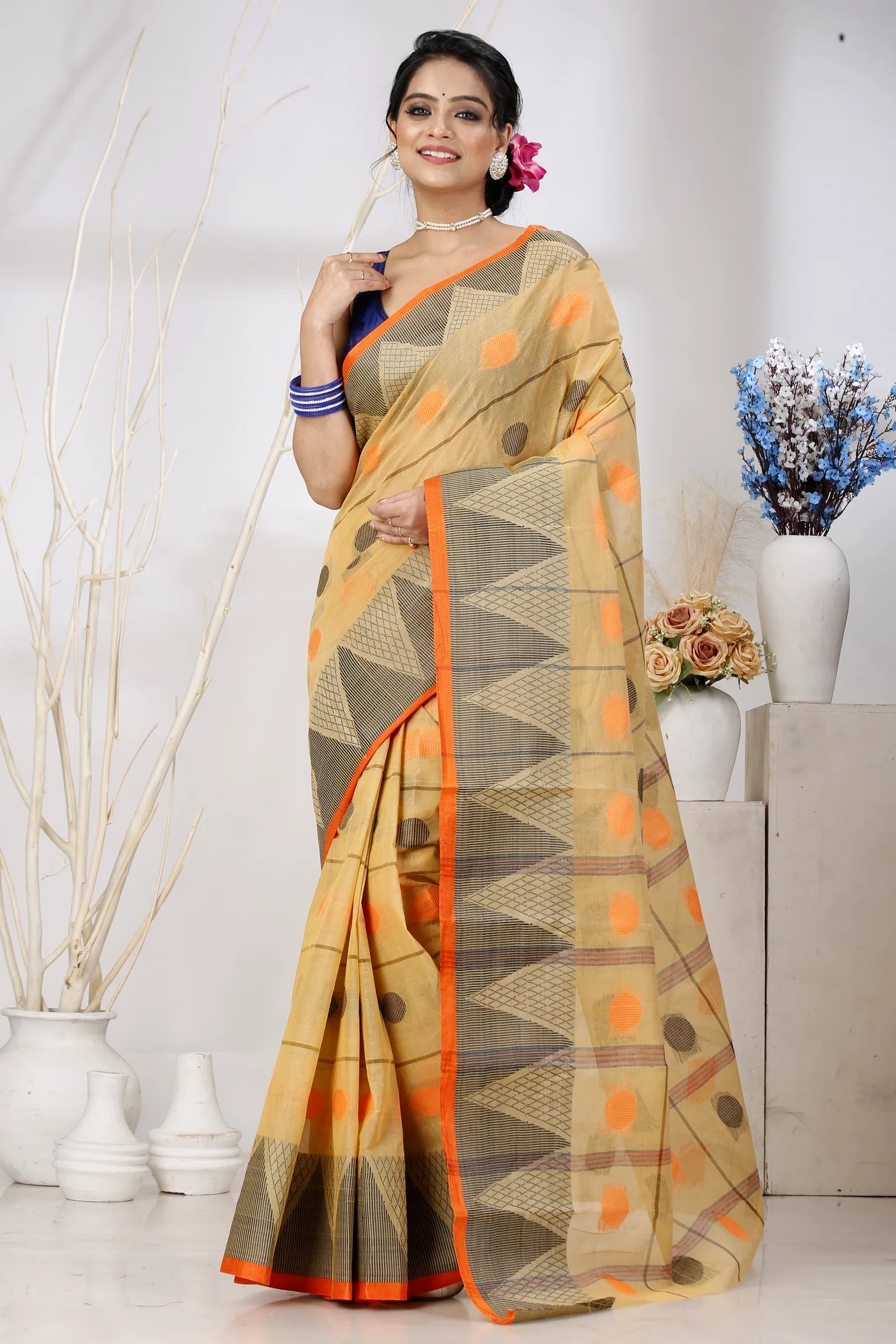 Light Brown Pure Cotton Rebeka Tant Saree (1009)