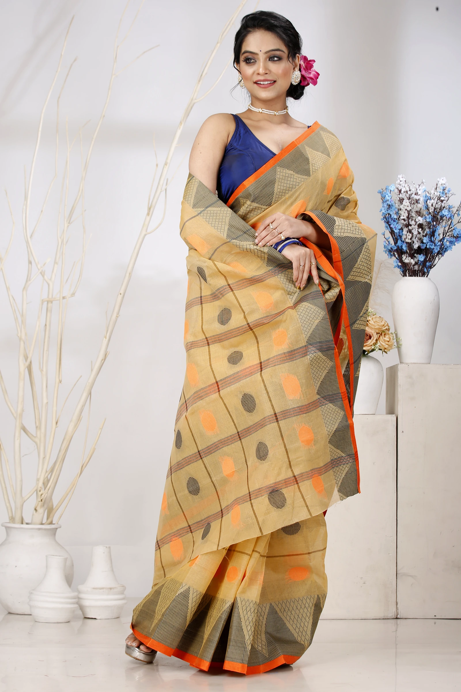 Light Brown Pure Cotton Rebeka Tant Saree (1009)
