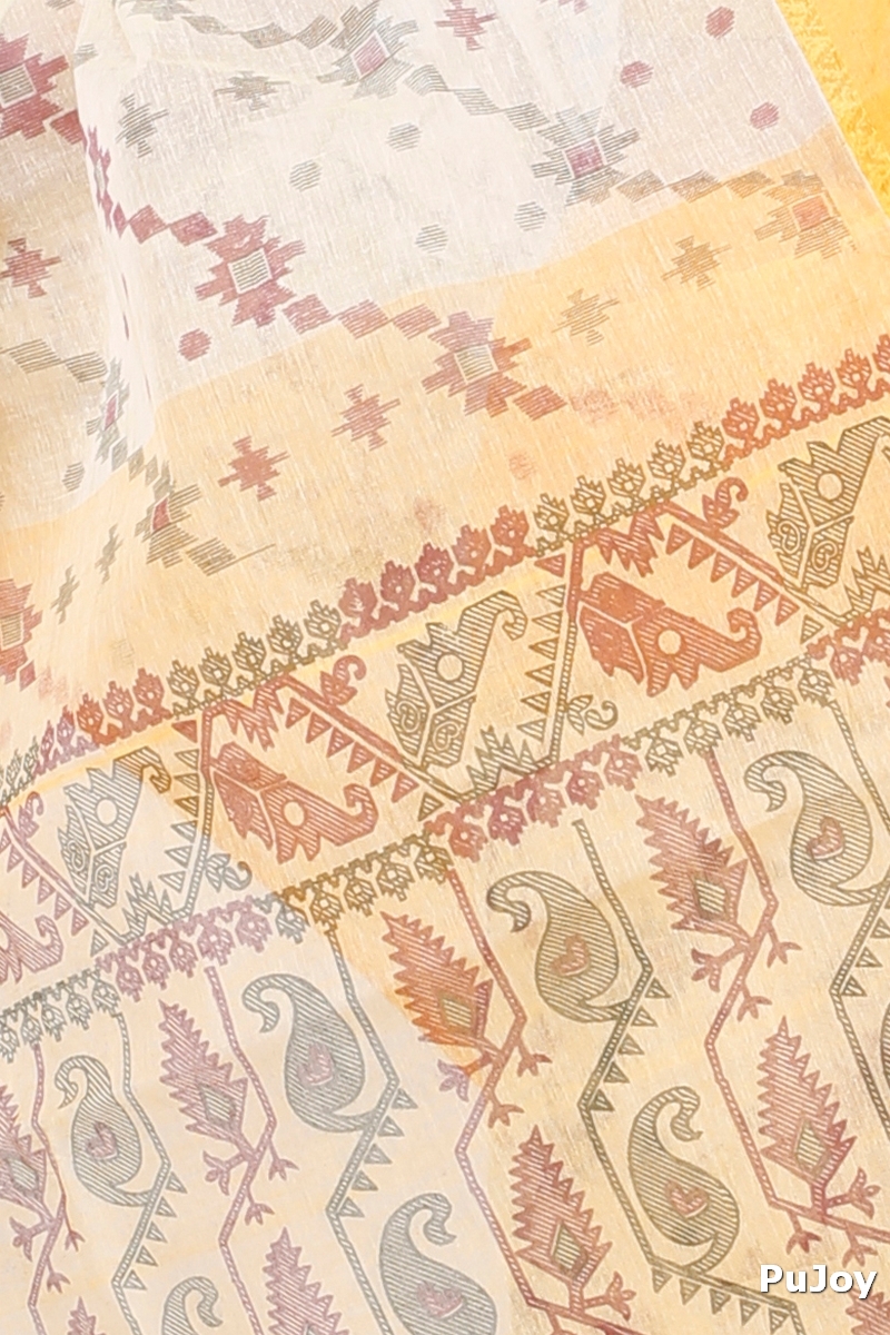 Yellow Pure Cotton Rashi Print Tant Saree Print (1014)