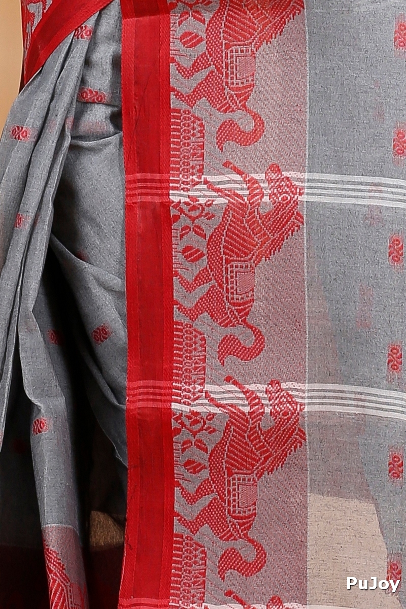 Grey Pure Cotton Indrani Tant Saree (1016)