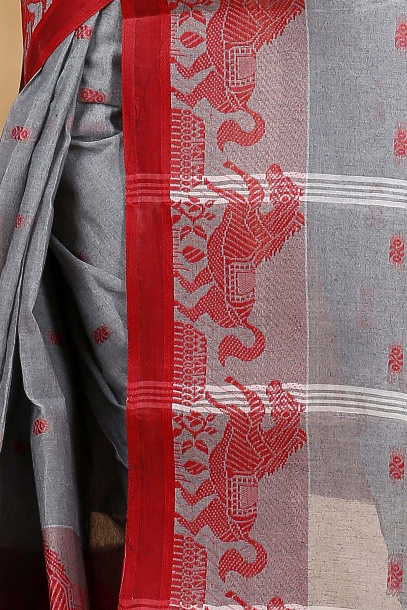Grey Pure Cotton Indrani Tant Saree (1016)