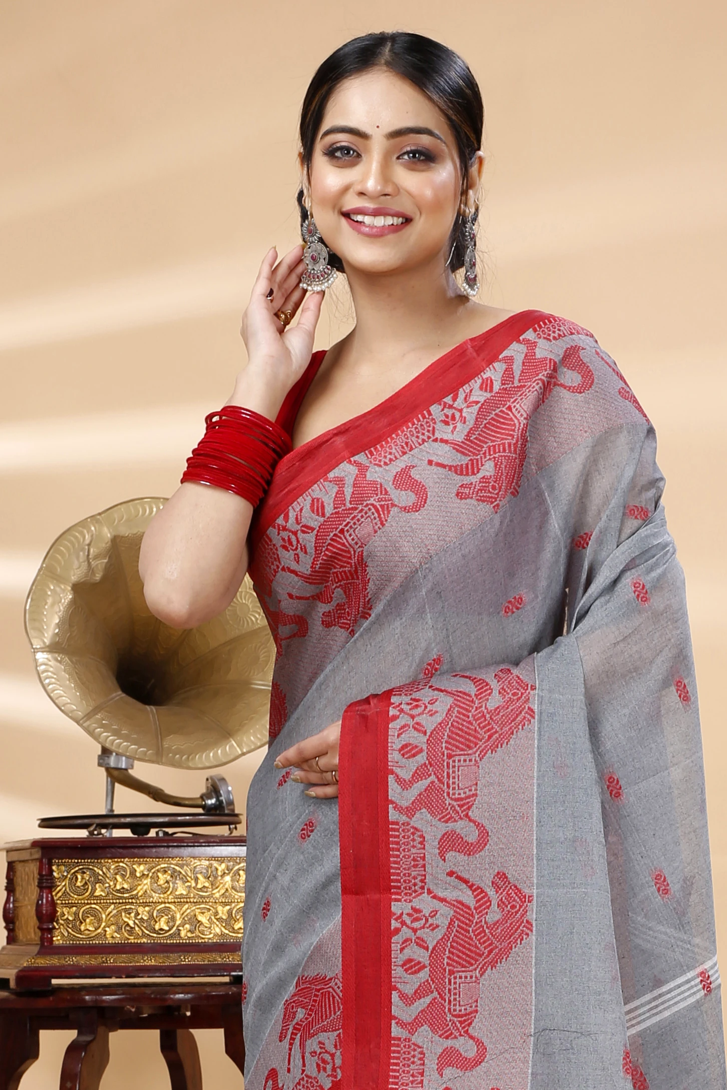 Grey Pure Cotton Indrani Tant Saree (1016)