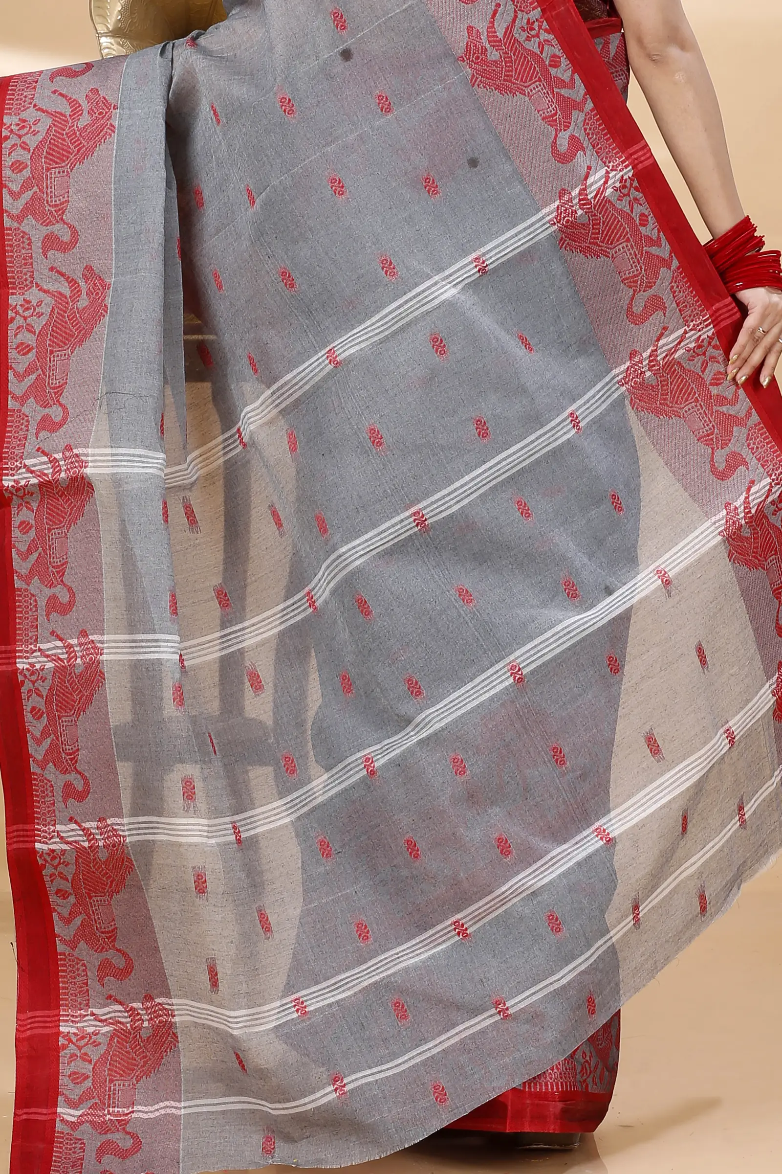 Grey Pure Cotton Indrani Tant Saree (1016)