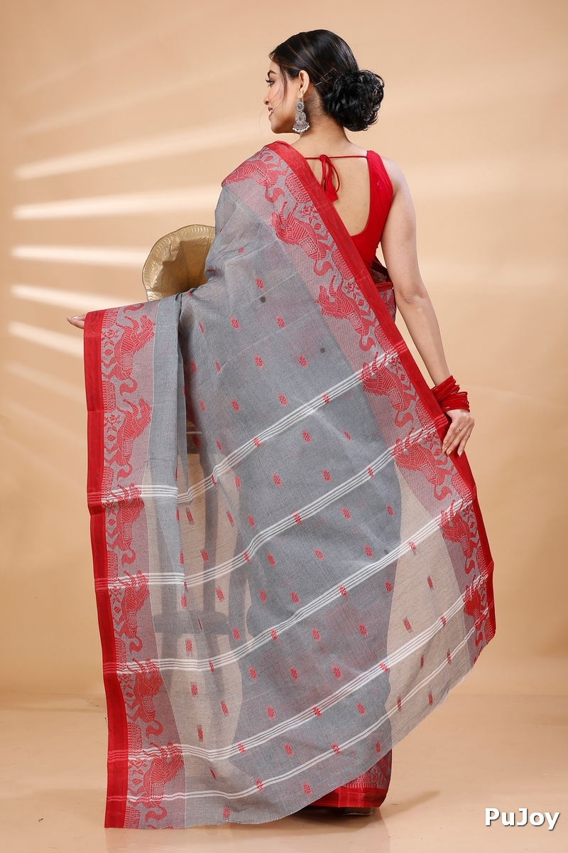 Grey Pure Cotton Indrani Tant Saree (1016)