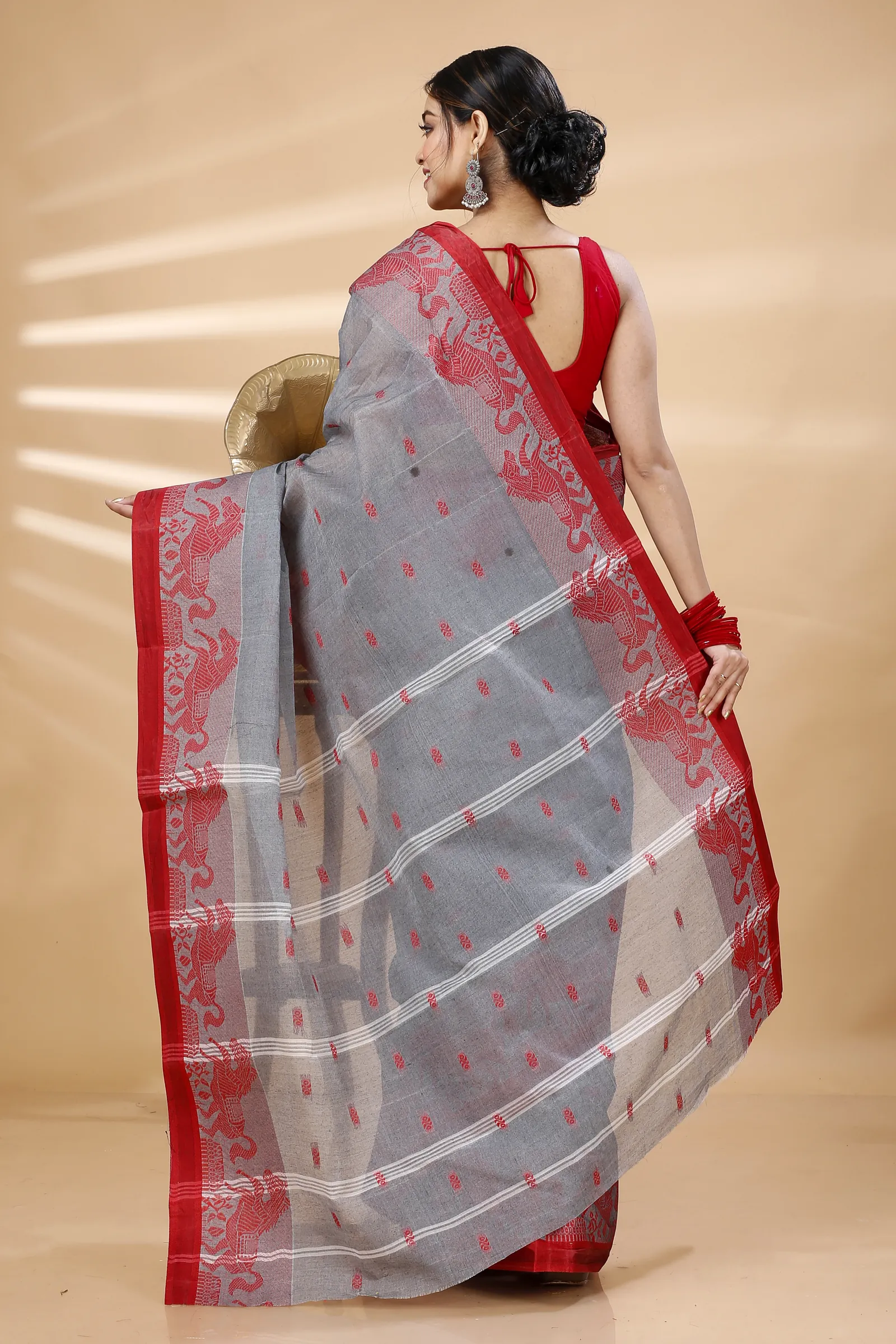 Grey Pure Cotton Indrani Tant Saree (1016)
