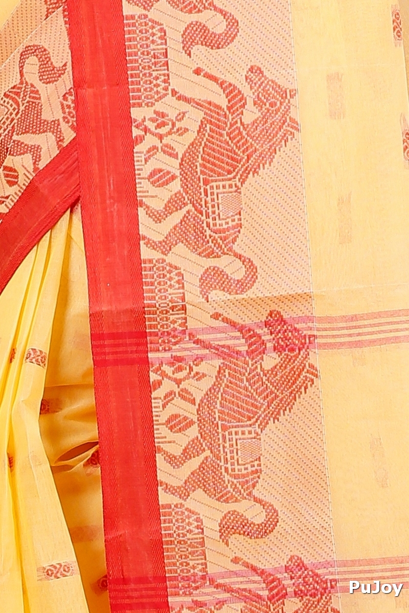 Light Yellow Pure Cotton Indrani Tant Saree (1017)