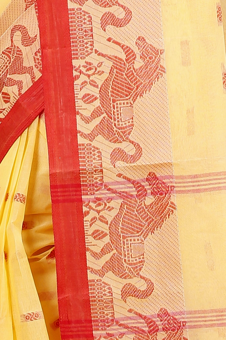 Light Yellow Pure Cotton Indrani Tant Saree (1017)