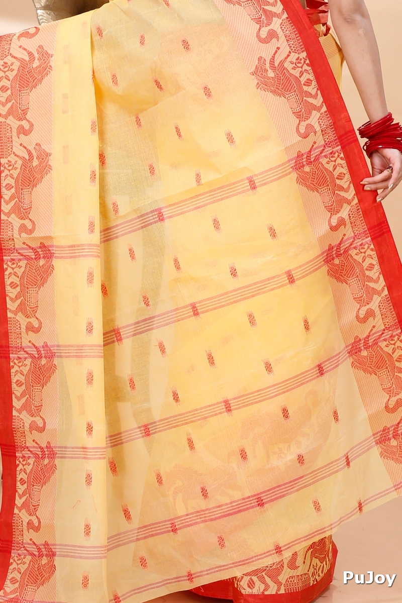 Light Yellow Pure Cotton Indrani Tant Saree (1017)