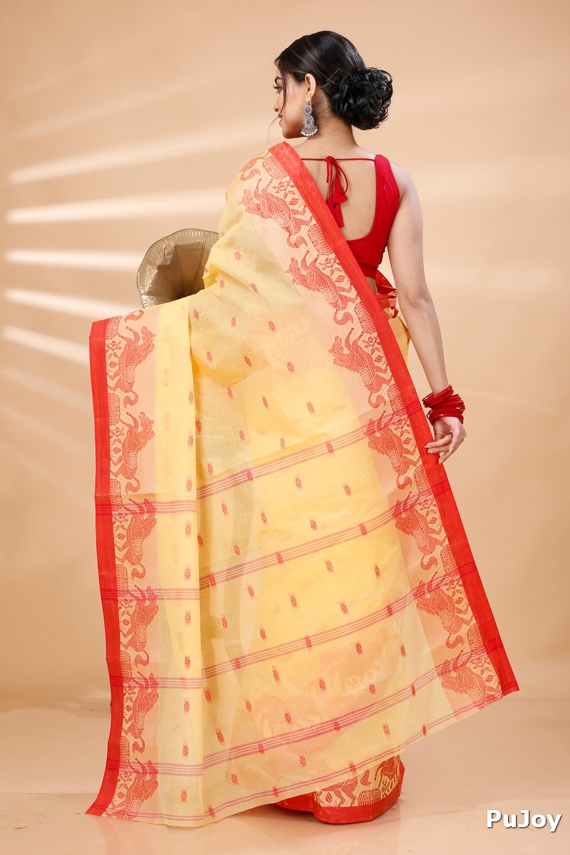 Light Yellow Pure Cotton Indrani Tant Saree (1017)