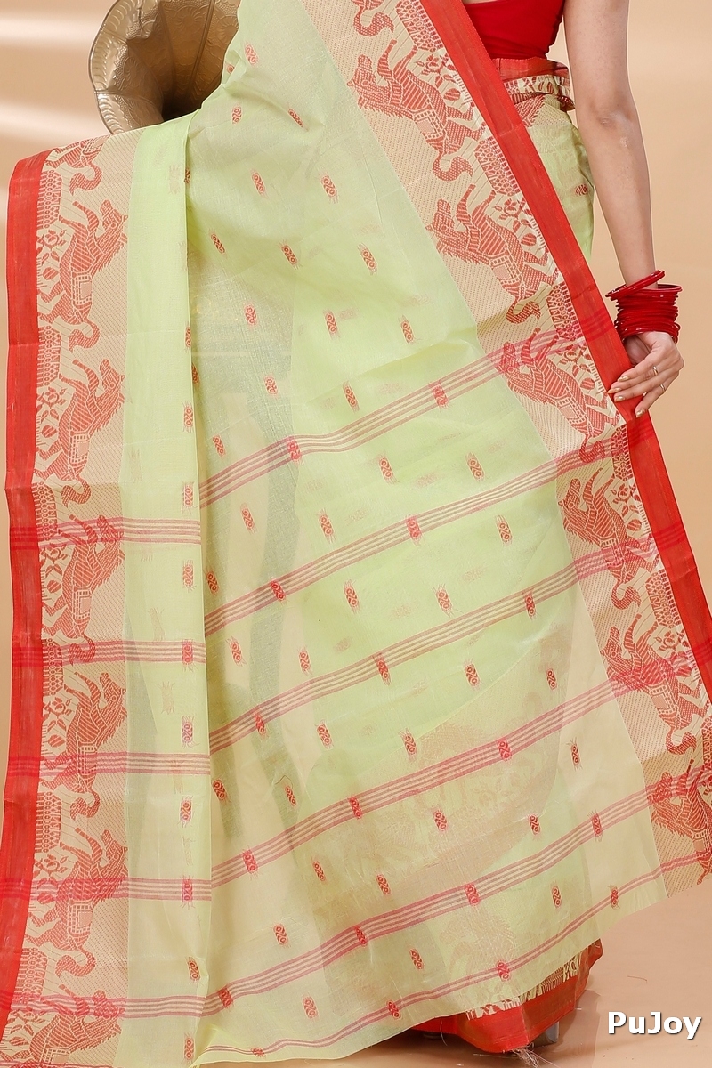 Light Green Pure Cotton Indrani Tant Saree (1018)
