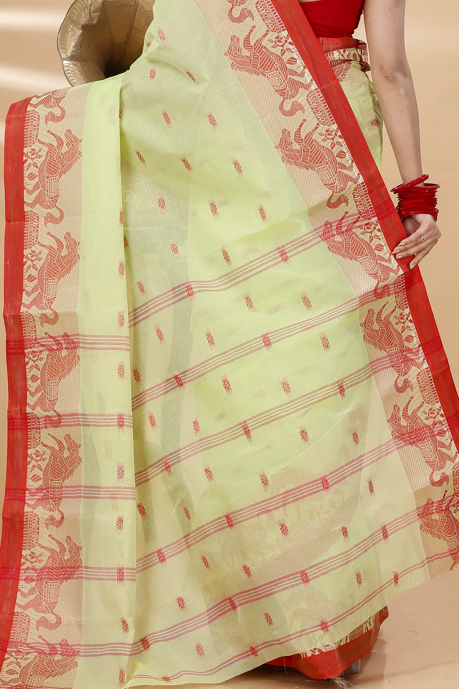 Light Green Pure Cotton Indrani Tant Saree (1018)