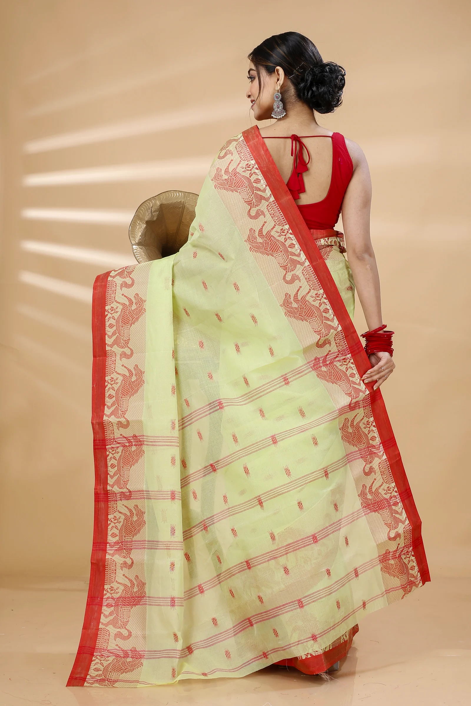 Light Green Pure Cotton Indrani Tant Saree (1018)