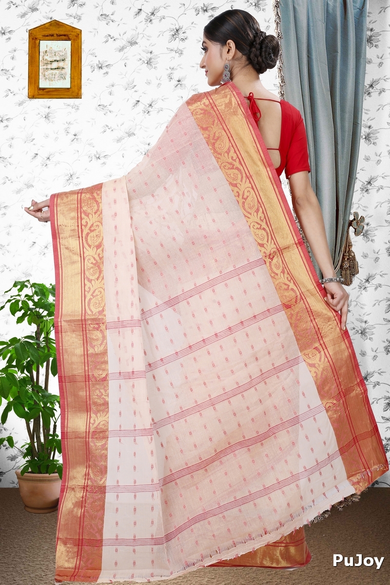 Cream Pure Cotton Sachi Tant Saree (1020)
