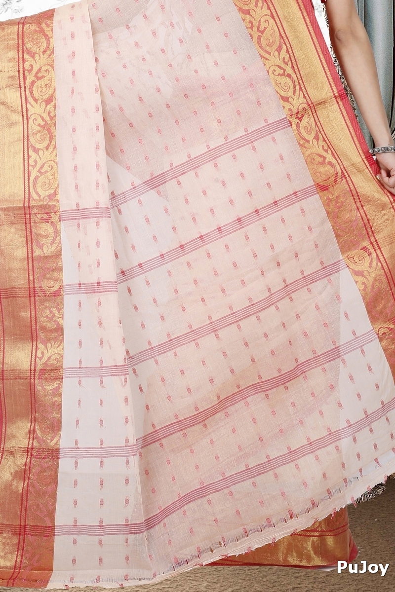 Cream Pure Cotton Sachi Tant Saree (1020)