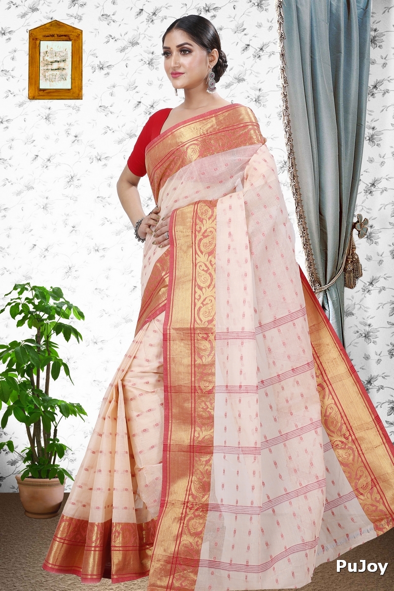 Cream Pure Cotton Sachi Tant Saree (1020)