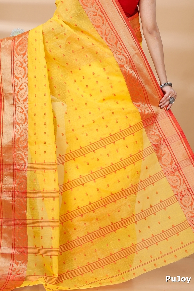 Yellow Pure Cotton Sachi Tant Saree (1021)