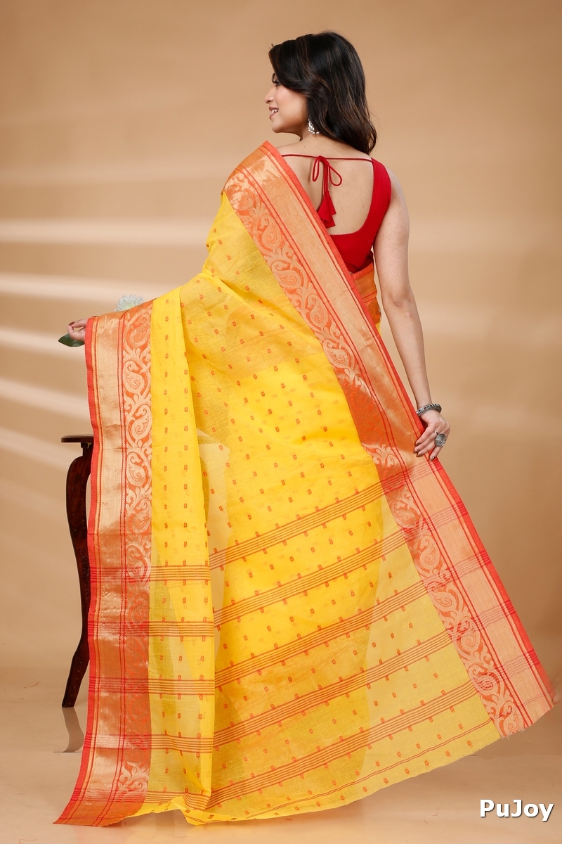 Yellow Pure Cotton Sachi Tant Saree (1021)