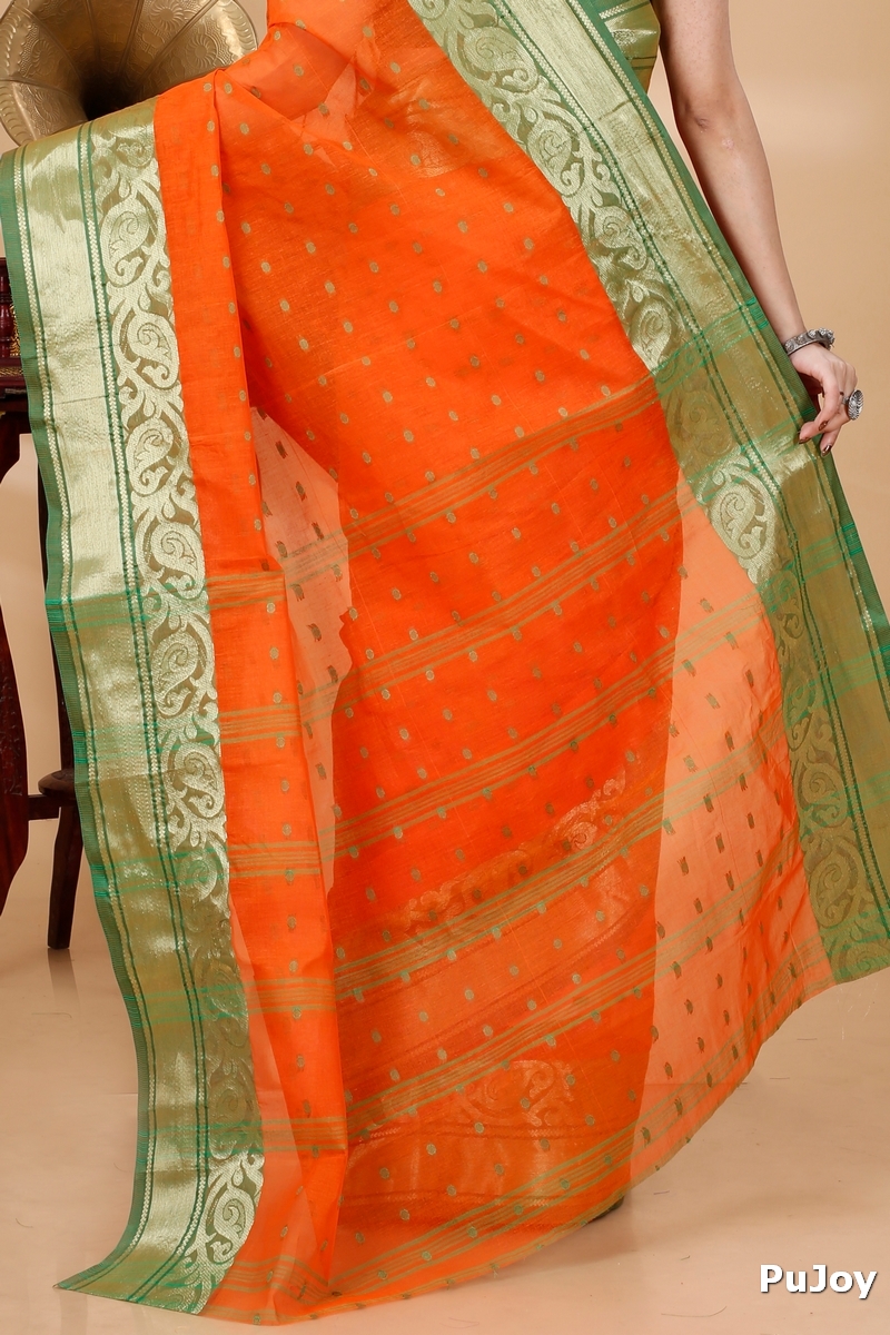 Orange Pure Cotton Sachi Tant Saree (1022)