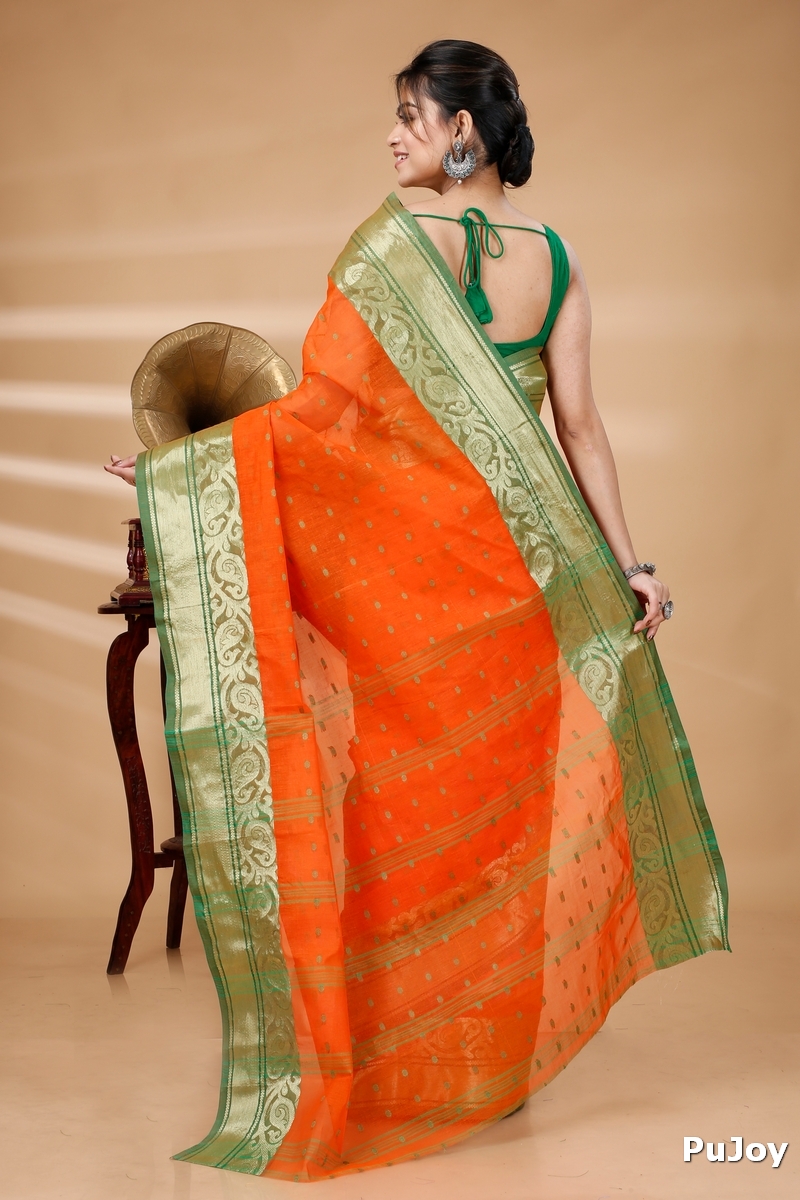 Orange Pure Cotton Sachi Tant Saree (1022)