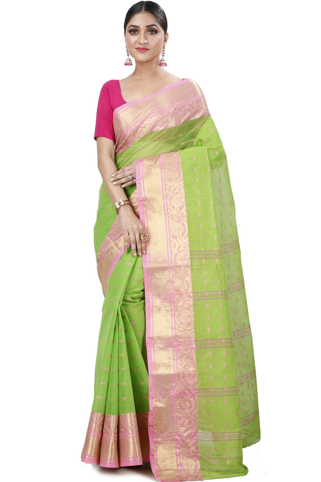 Green Pure Cotton Sachi Tant Saree (1024)