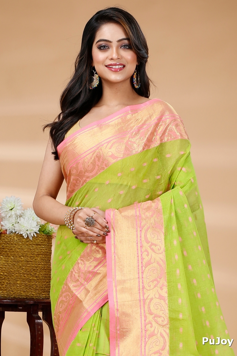 Green Pure Cotton Sachi Tant Saree (1024)
