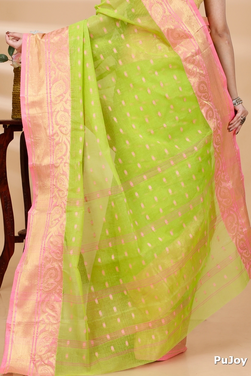 Green Pure Cotton Sachi Tant Saree (1024)