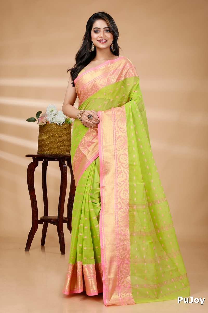Green Pure Cotton Sachi Tant Saree (1024)