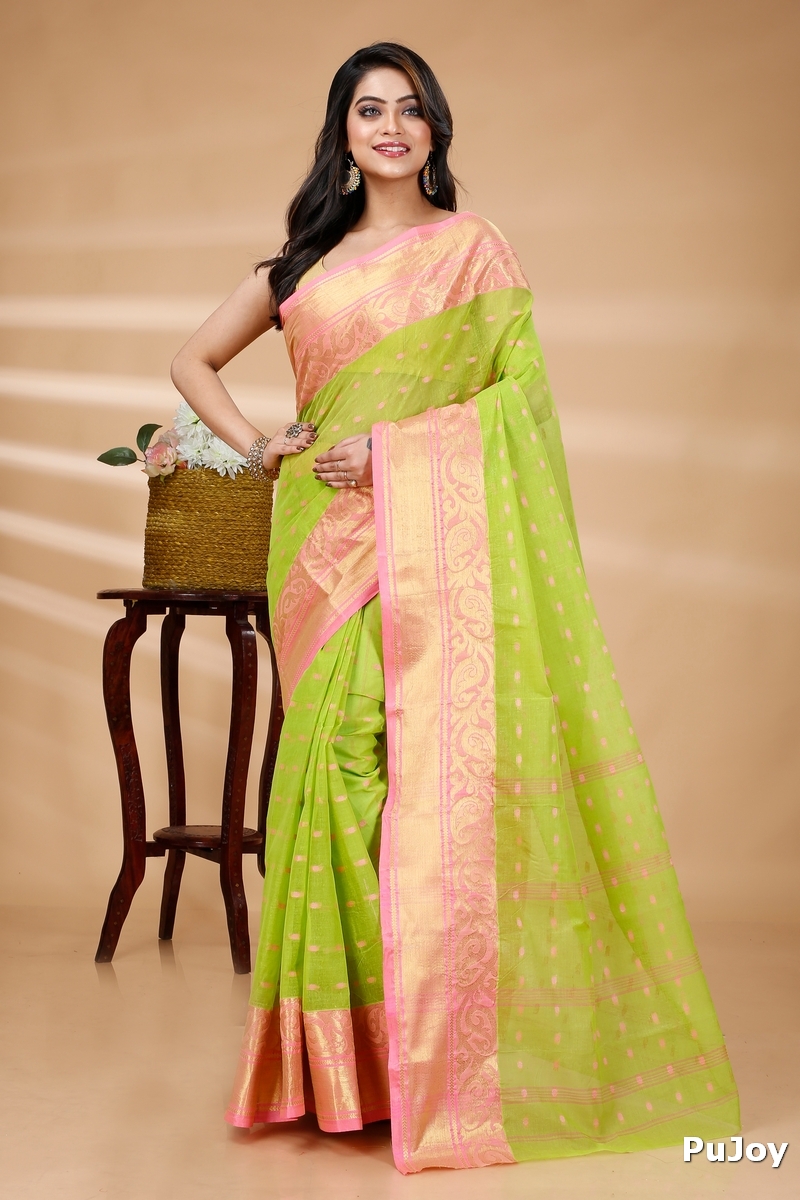 Green Pure Cotton Sachi Tant Saree (1024)