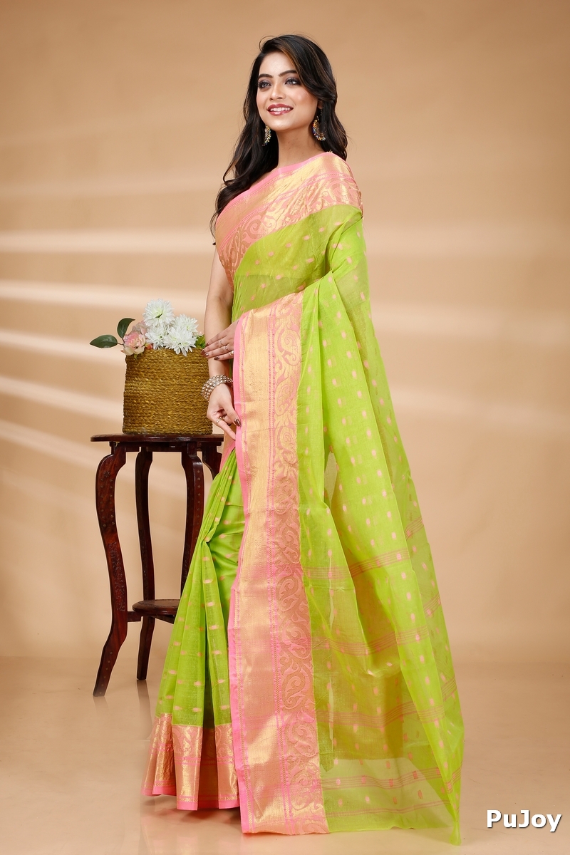 Green Pure Cotton Sachi Tant Saree (1024)